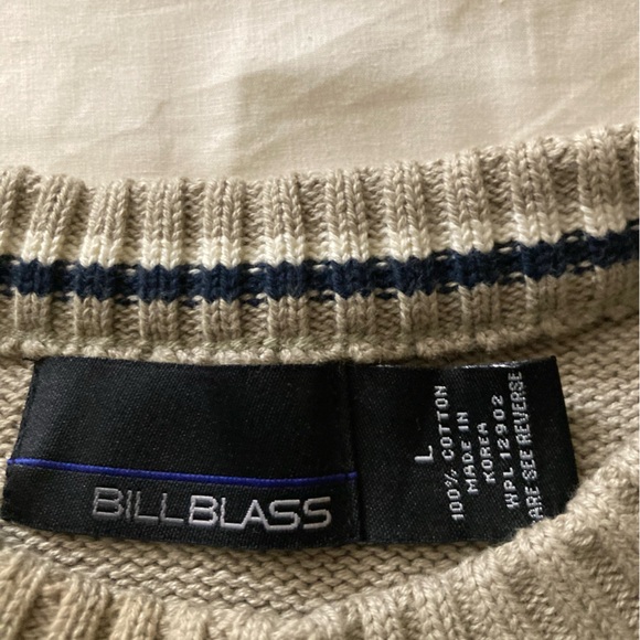 Men's BILL BLASS Beige Argyle Sweater - Picture 4 of 5